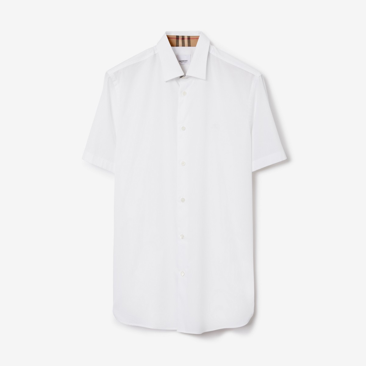 Burberry Ekd Motif Stretch Cotton Shirt In White
