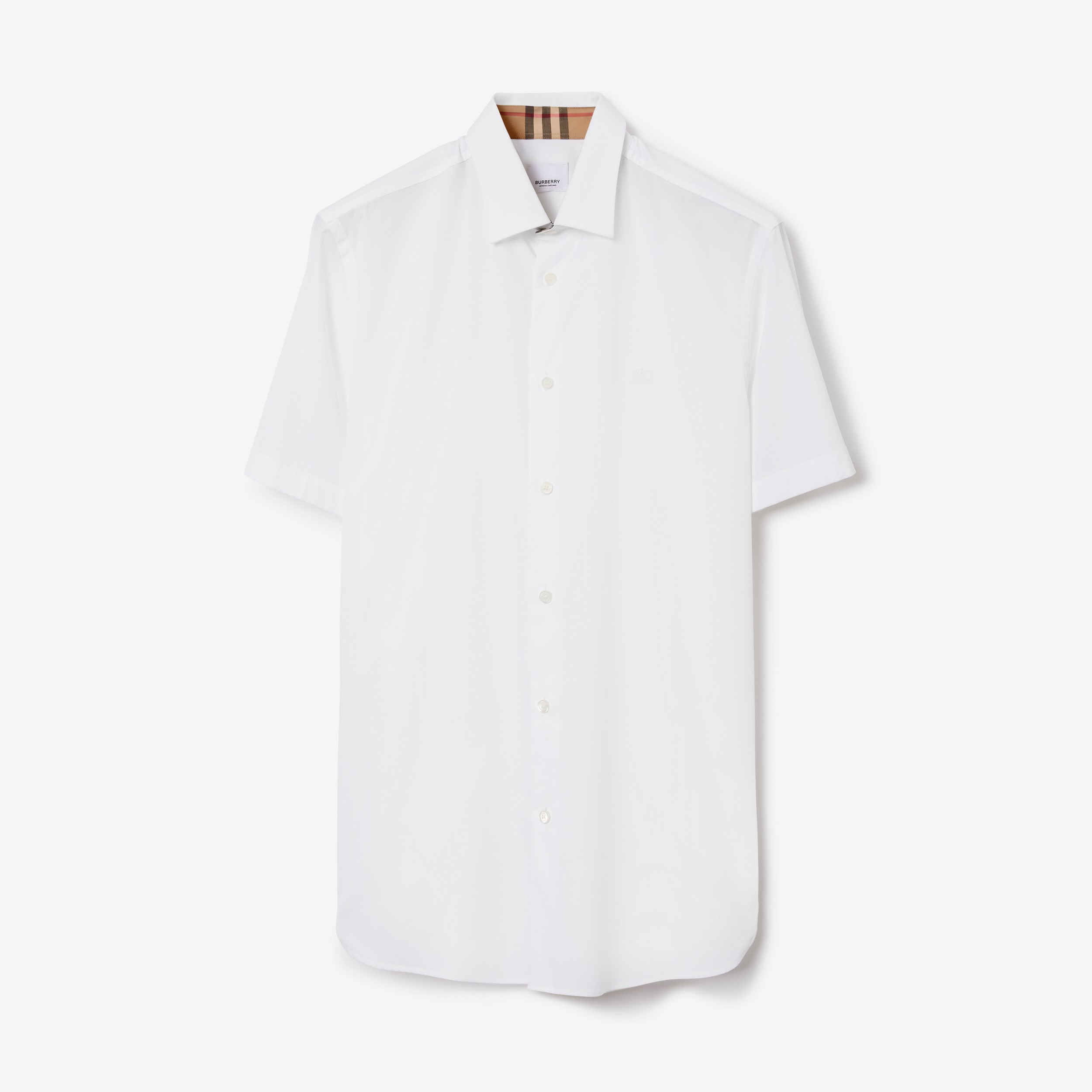 EKD Motif Stretch Cotton Shirt in White - Men | Burberry® Official - 1