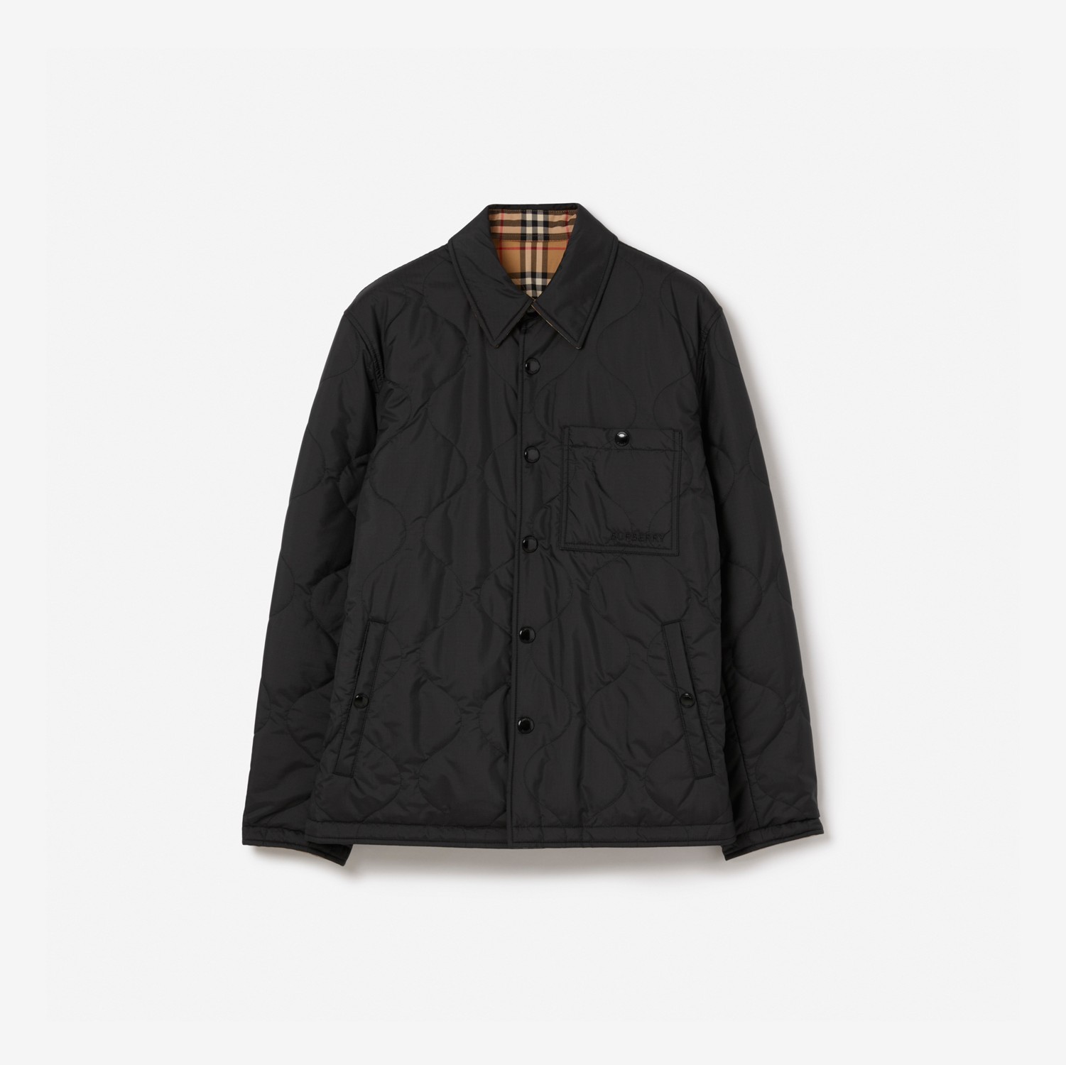 Reversible Thermoregulated Overshirt in Black - Men | Burberry® Official