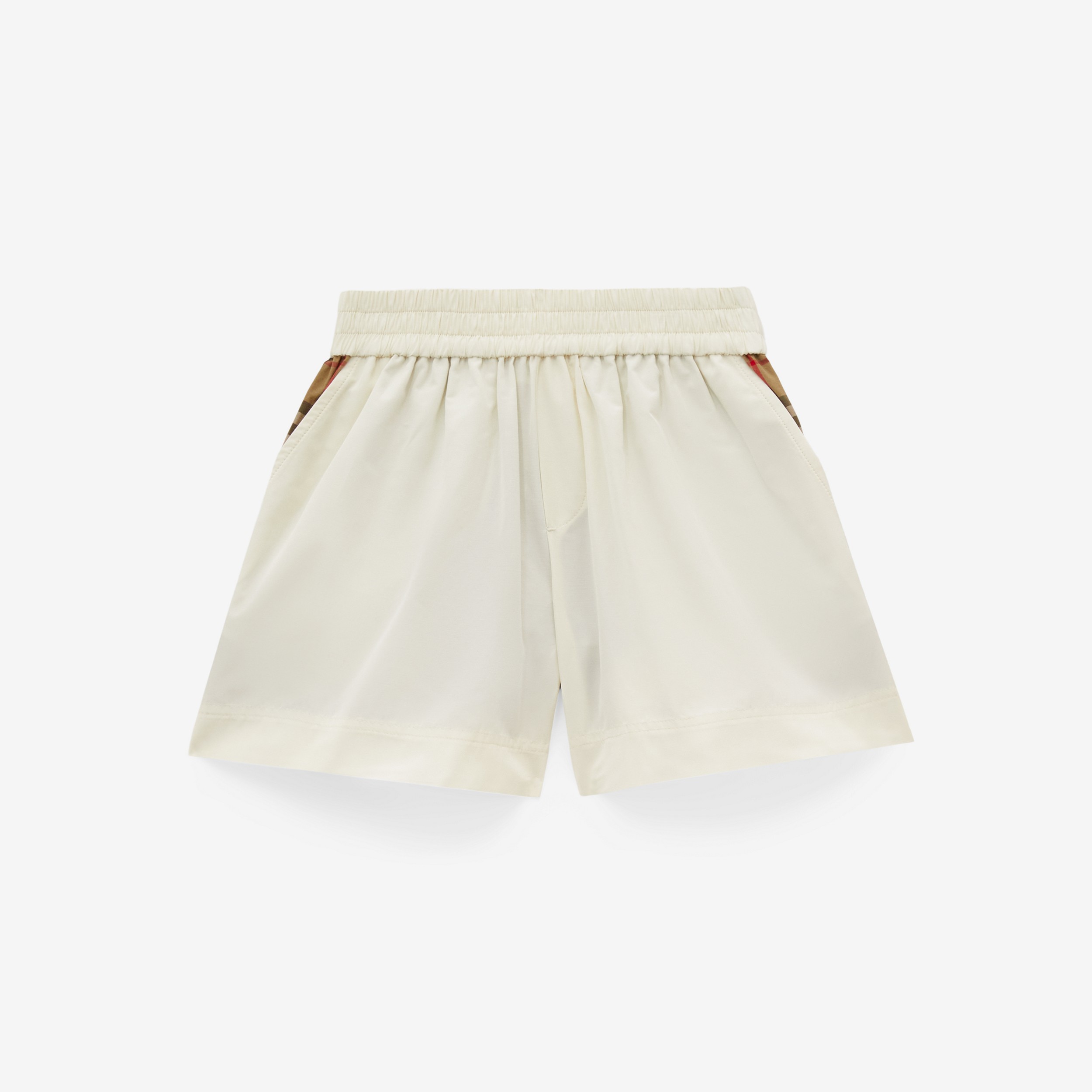 Vintage Check Panel Cotton Blend Shorts in Pale Cream | Burberry® Official - 1
