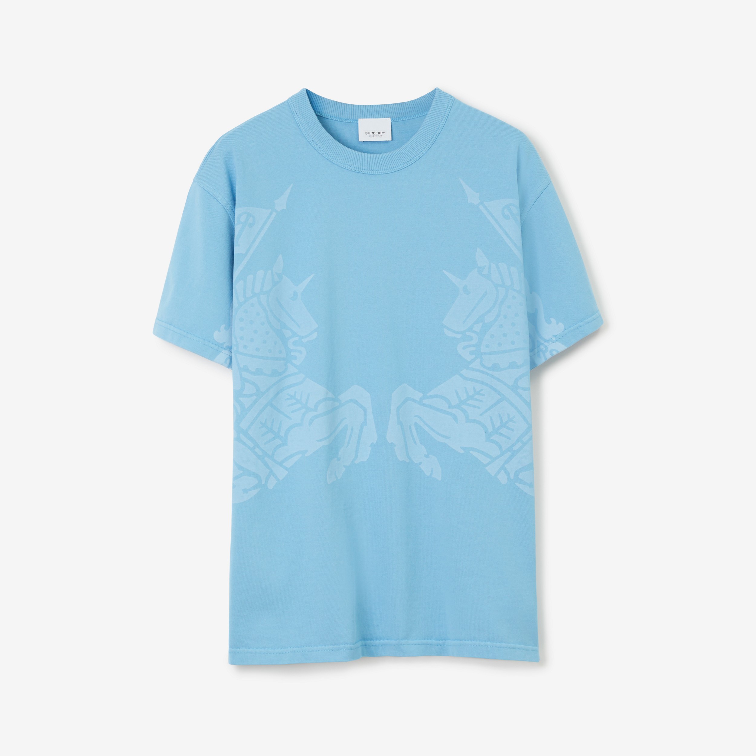 Camiseta oversize em algodão com estampa EKD (Azul Brim Fresco) - Mulheres | Burberry® oficial - 1