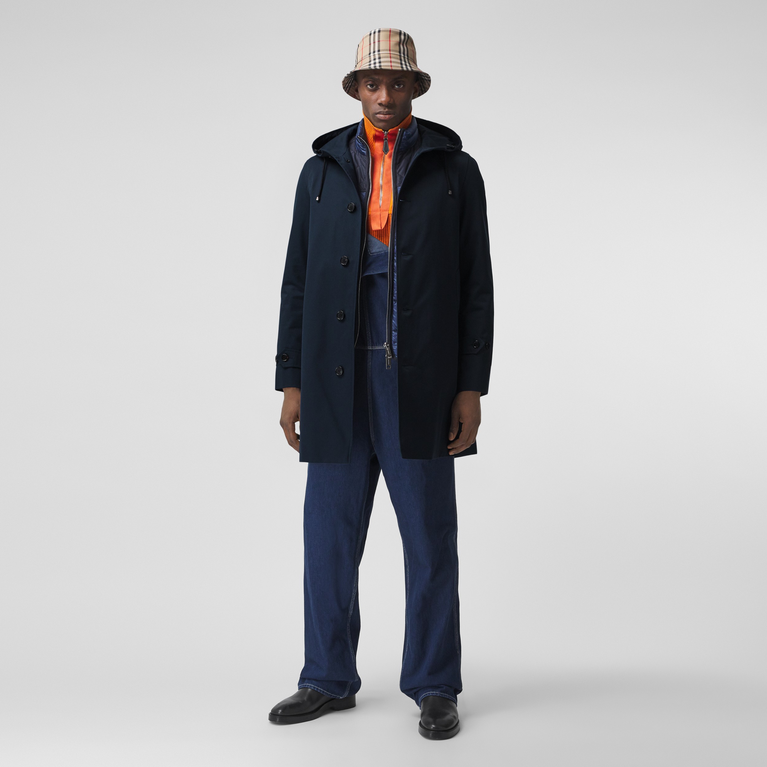 Cappotto con cappuccio in gabardine di cotone (Blu Notte) - Uomo | Sito ufficiale Burberry® - 1