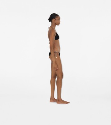 Check Trim Bikini in Black - Women, Nylon | Burberry® Official