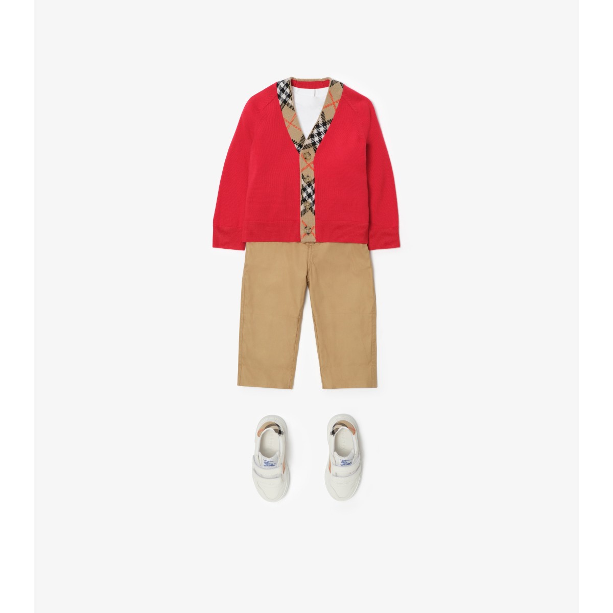  Check Trim Wool Cardigan