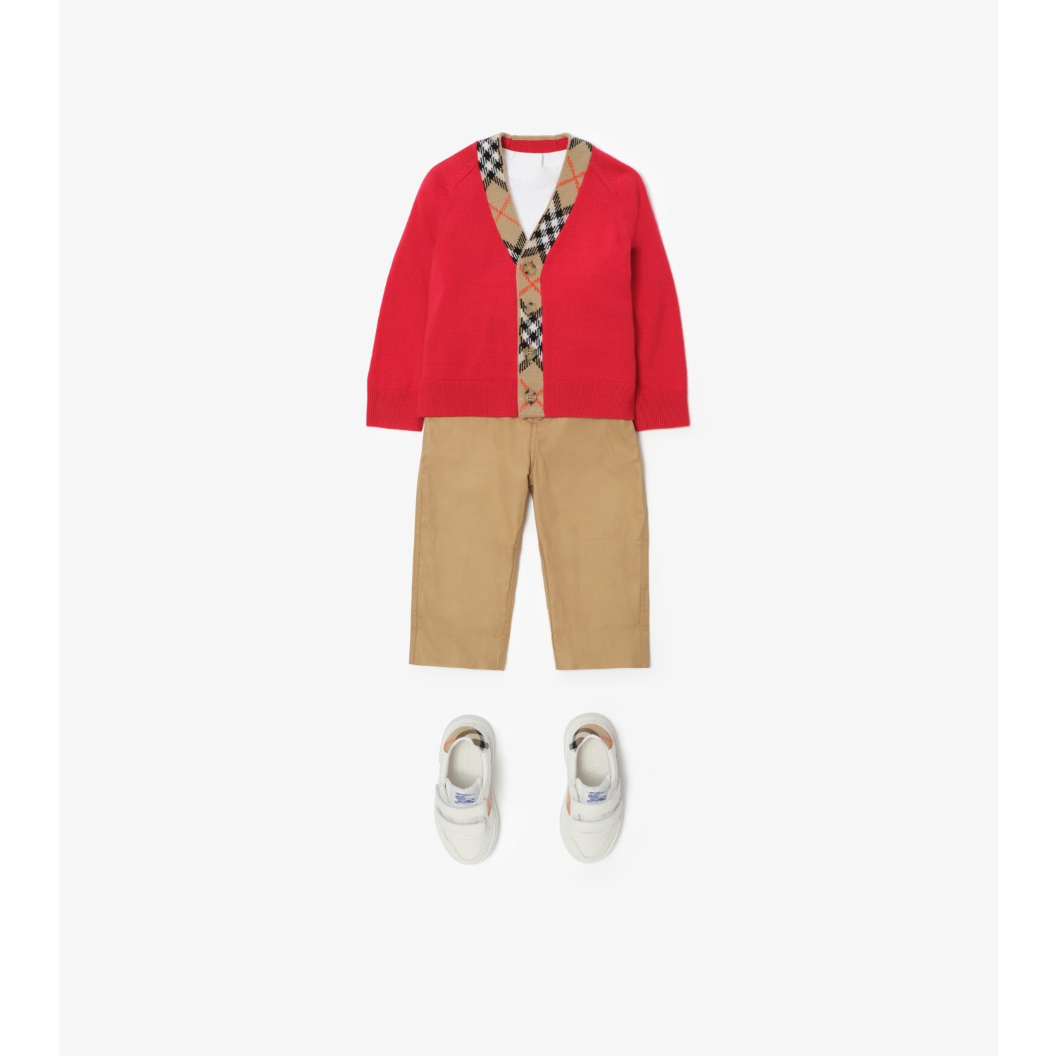 Check Trim Wool Cardigan