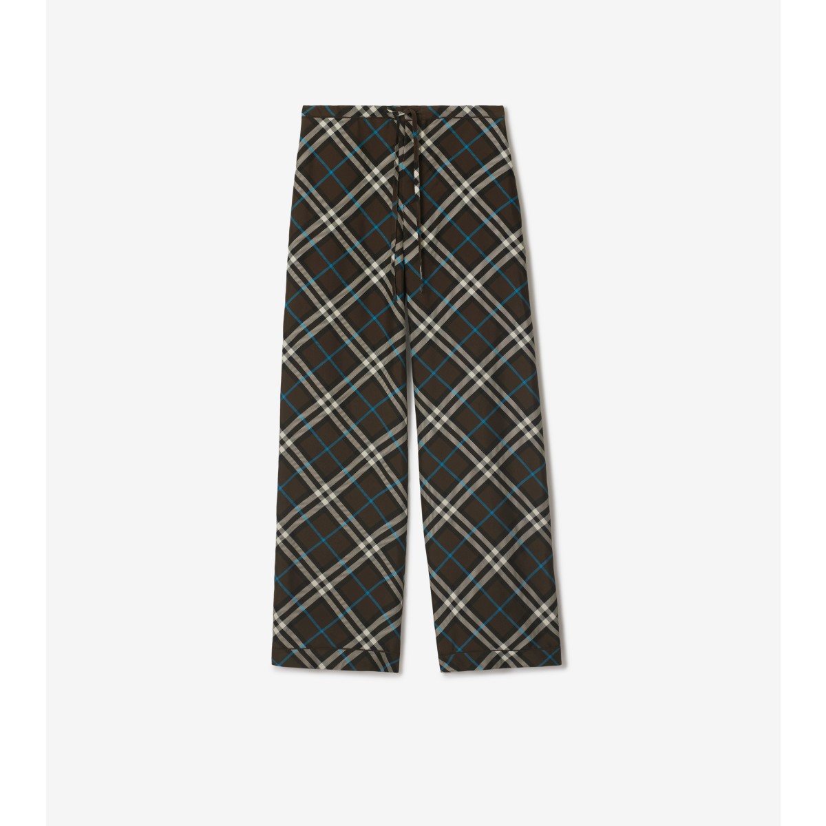 Shop Burberry Check Silk Pyjama Trousers In Snug