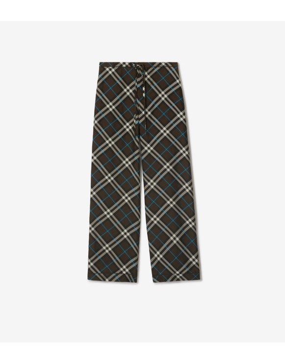 Seiden-Pyjamahose in Check