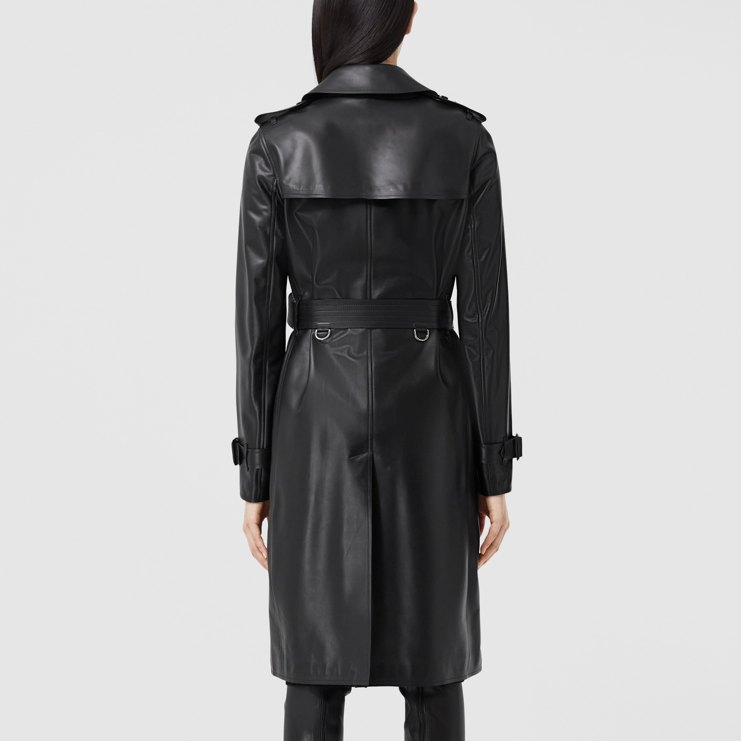 Leather Trench Coat in Black - Women | Burberry® Official - 3
