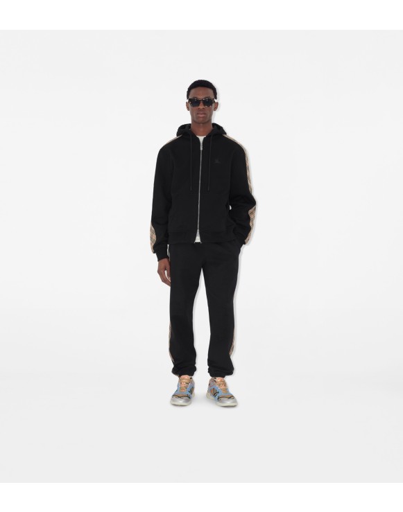 Hoodie zippé en coton avec Check
