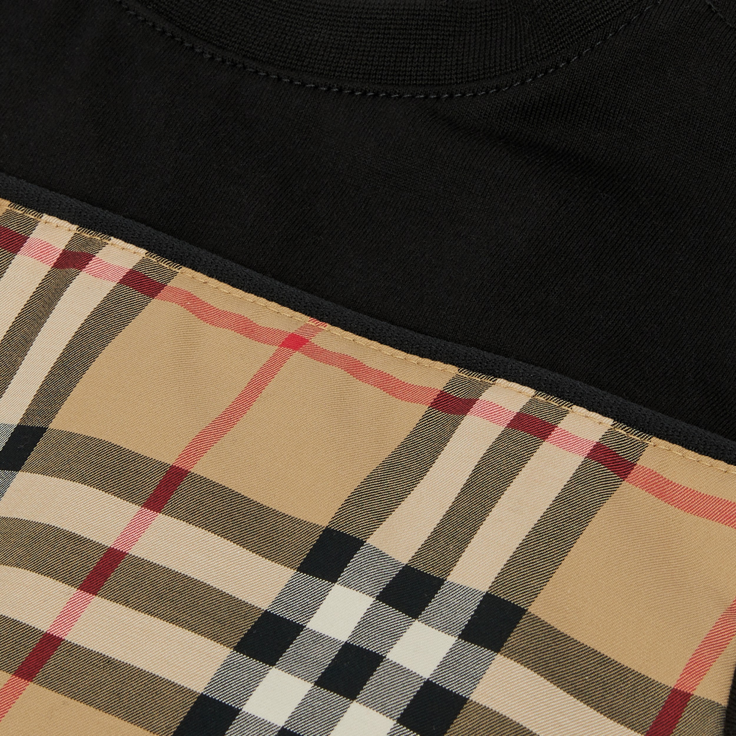 Vintage Check Panel Cotton T-shirt in Black - Children | Burberry® Official - 2