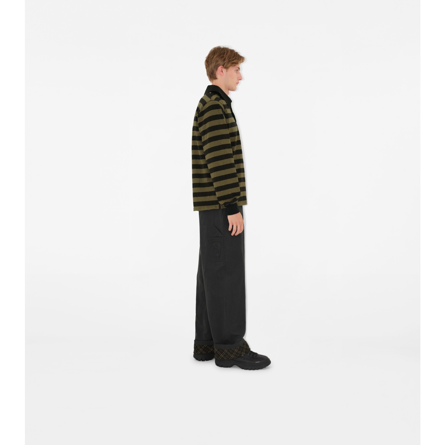 Long-sleeve Striped Cotton Polo Shirt