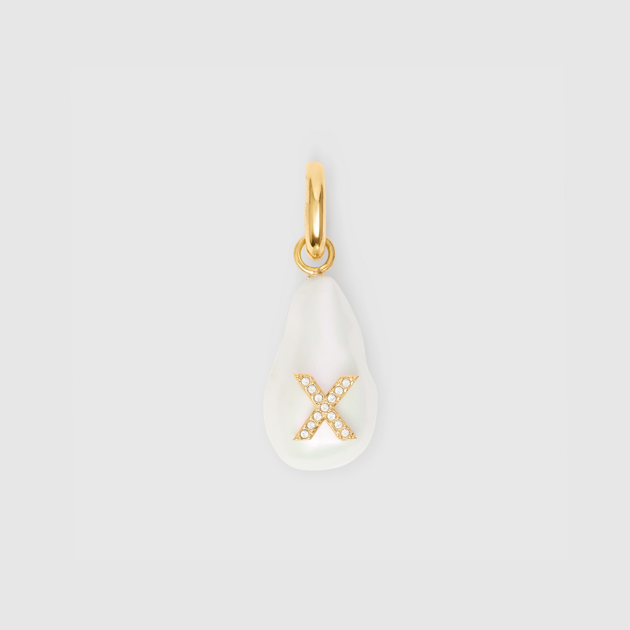 ‘X’ Crystal and Resin Pearl Letter Charm – Online Exclusive in Light Gold/mother-of-pearl - Women | Burberry® Official - 1