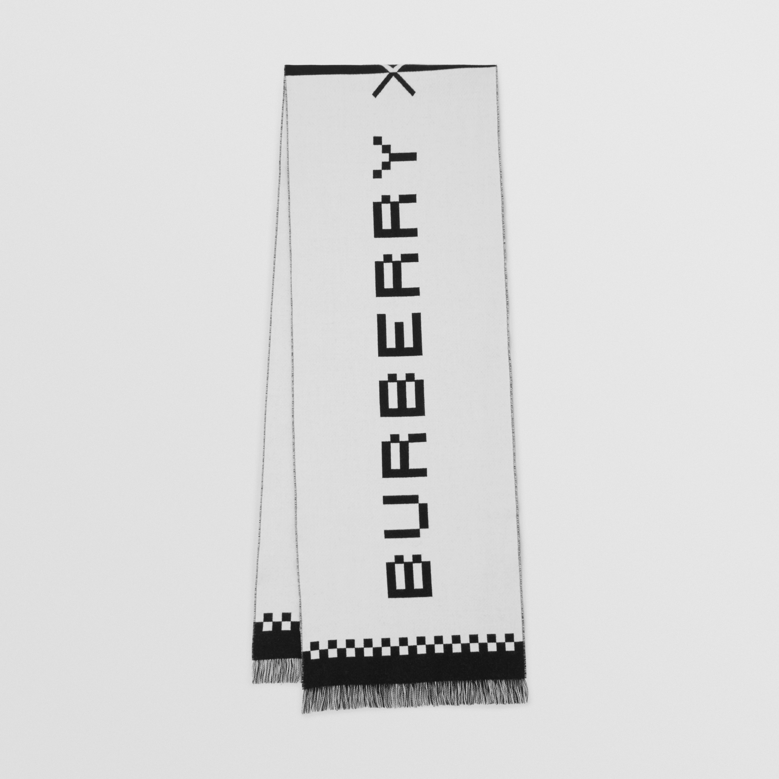 Logo Jacquard Wool Scarf in Monochrome | Burberry® Official - 1