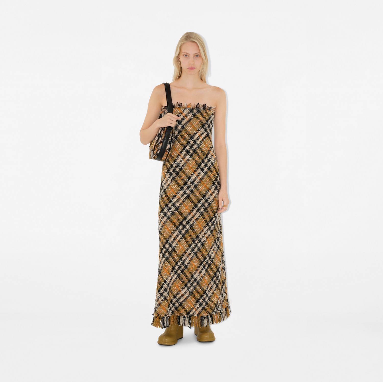 Check Wool Blend Dress in Pasture/black - Women, Nylon Check Wool Blend Dress in Pasture/black - Women, Nylon