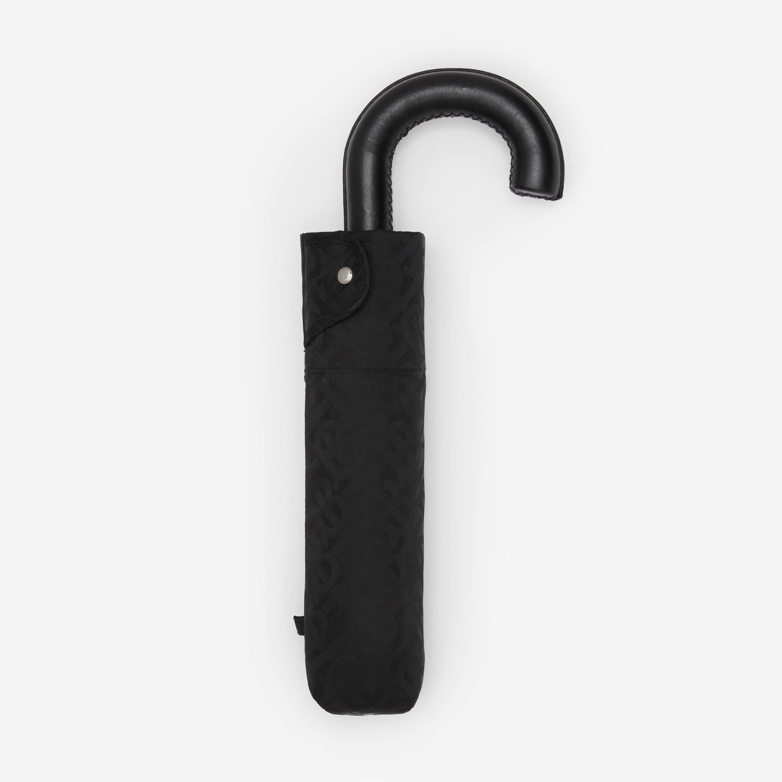 Guarda-chuva dobrável com estampa de monograma (Preto) | Burberry® oficial - 1