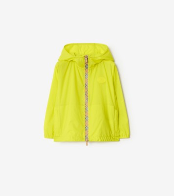 Checker-tape Nylon Hooded Jacket in Vivid lime | Burberry® Official