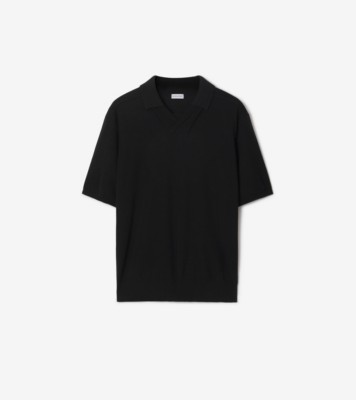 Wool Polo Shirt in Black - Men | Burberry® Official