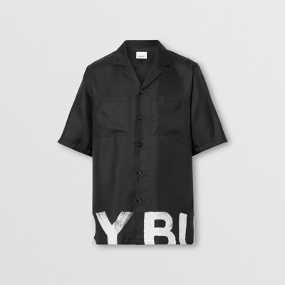 mens burberry shirt black