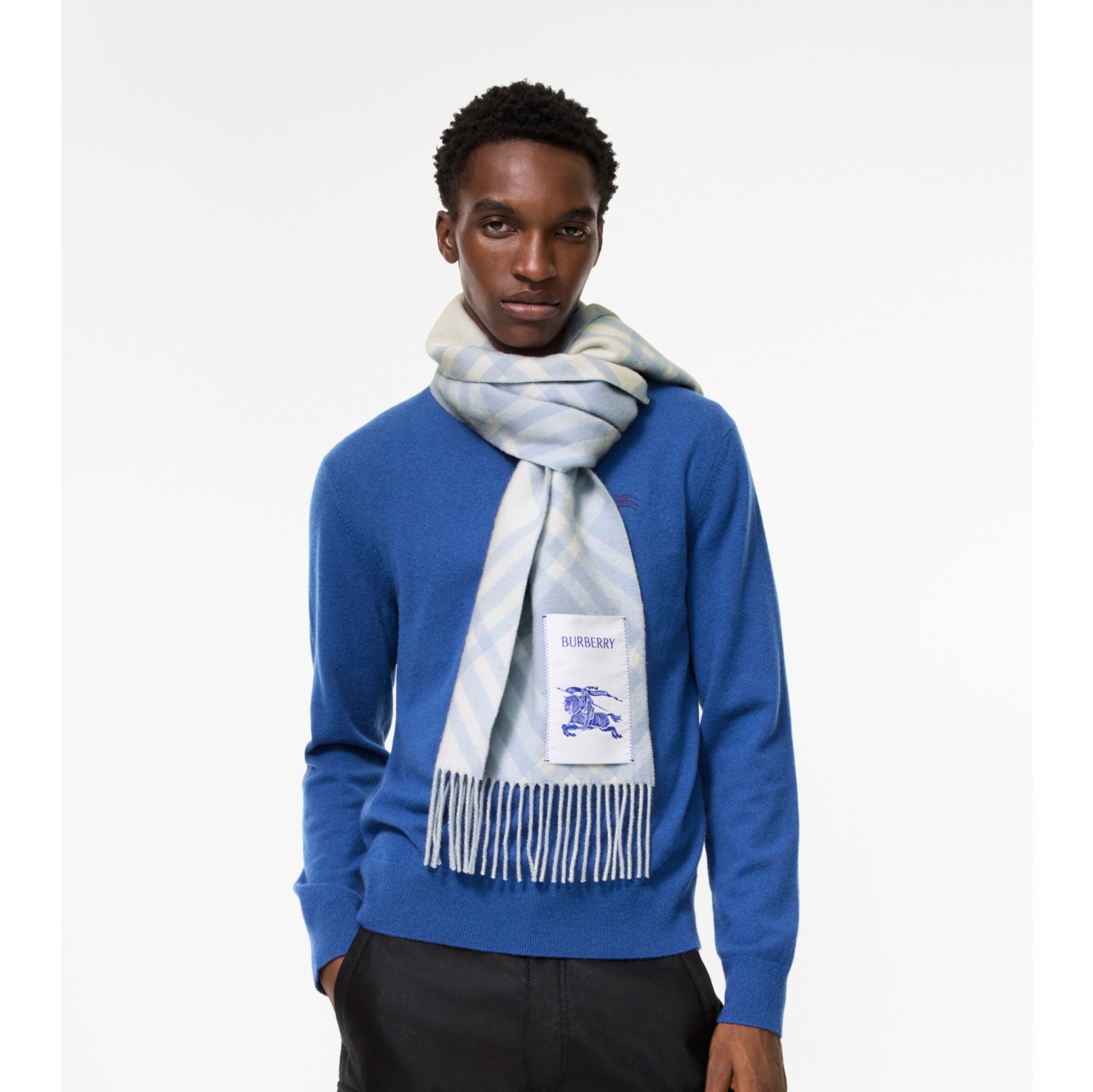 チェック カシミアスカーフ (バンクブルー) | Burberry®公式サイト