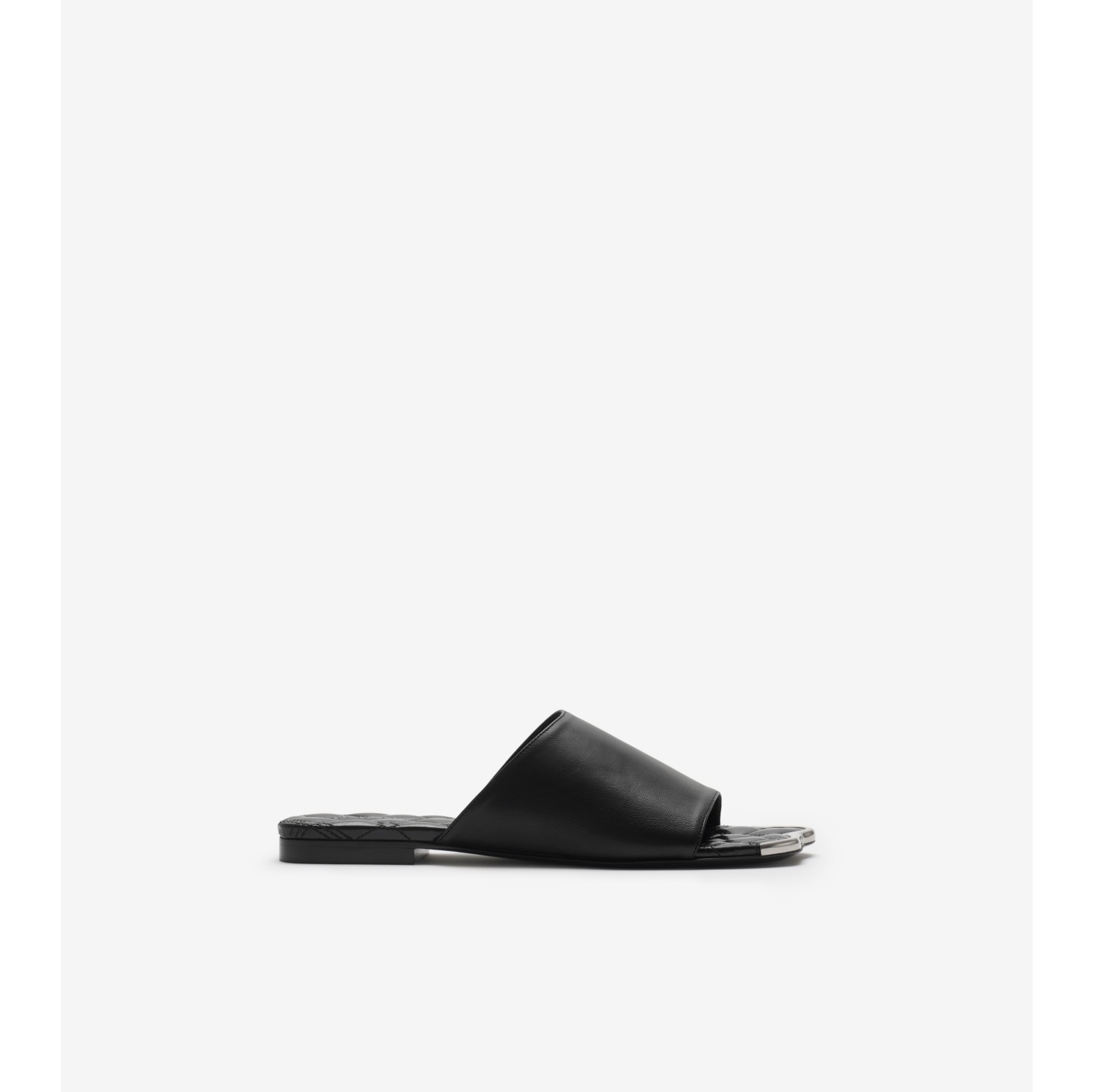 Leather Duck Slides in Black Women Burberry Official