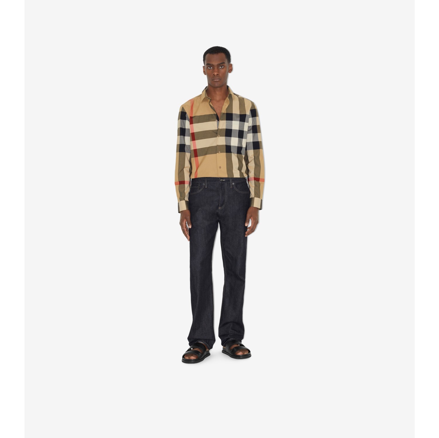 Chemise en coton Check Beige d archive Homme Site officiel Burberry