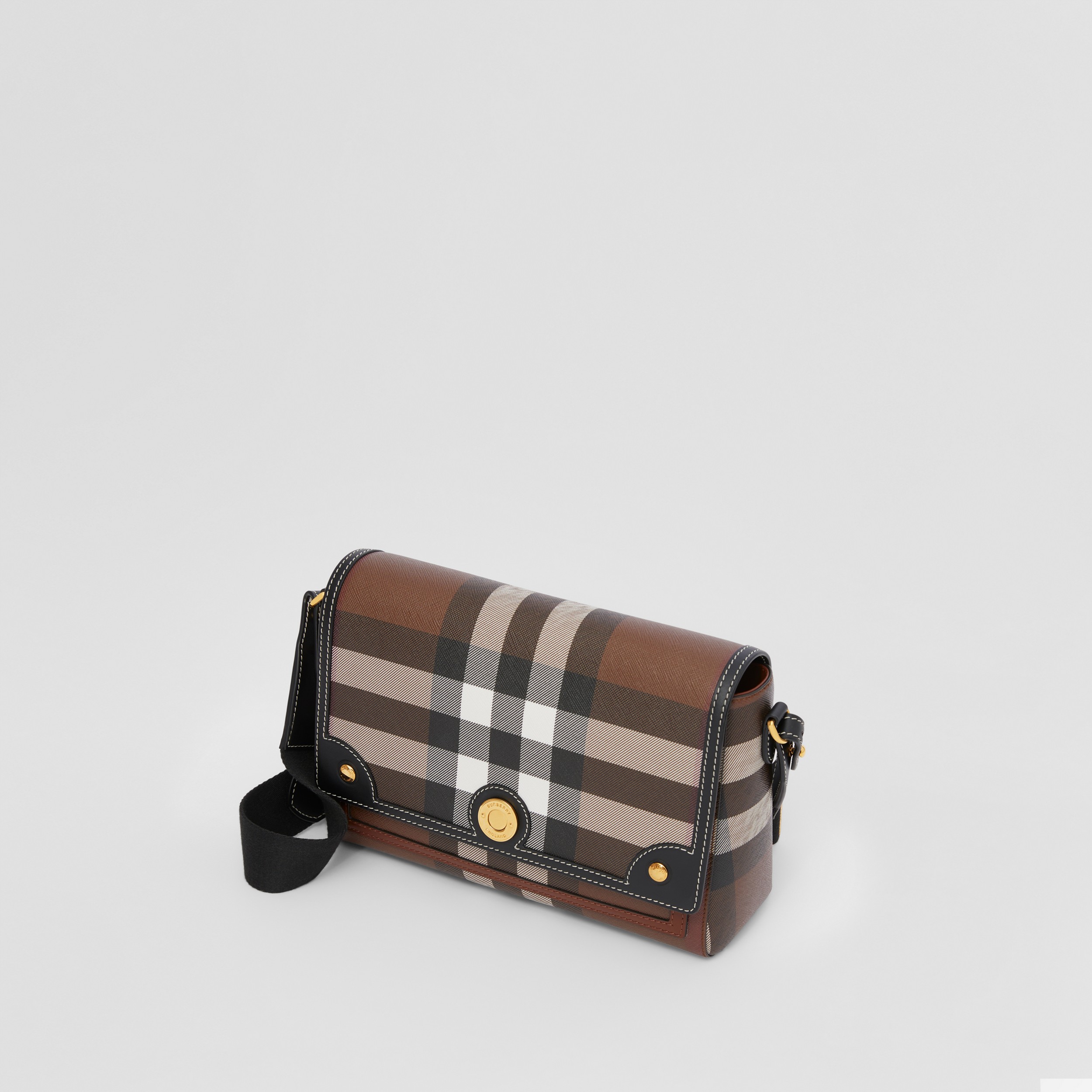 Exaggerated Check and Leather Note Bag in Dark Birch Brown - Women | Burberry® Official - 4