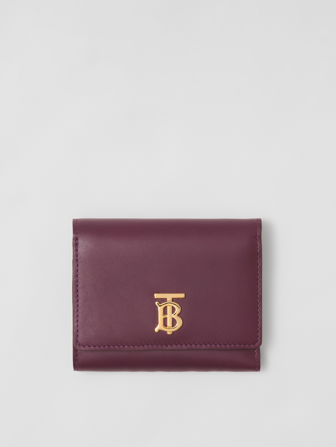 Small Monogram Motif Leather Folding Wallet in Deep Maroon