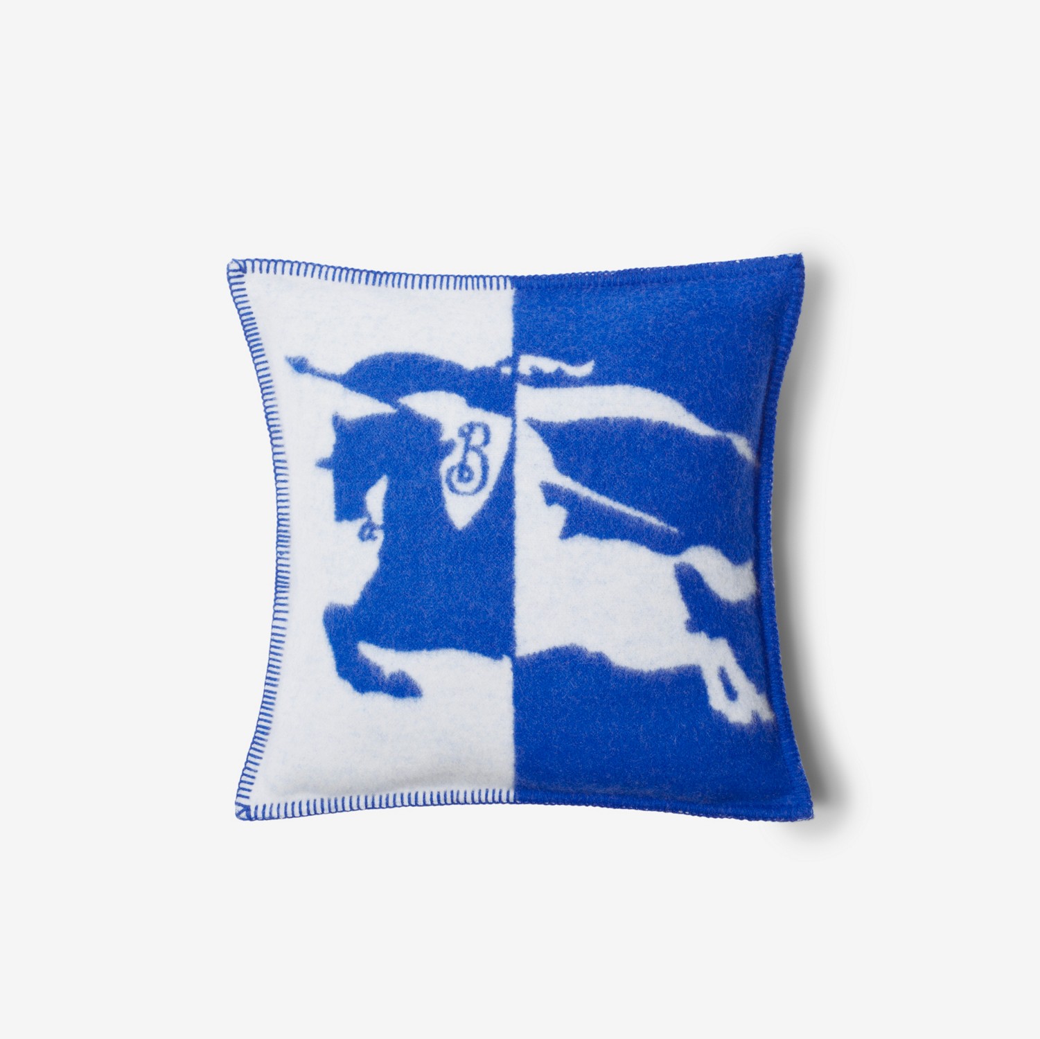 马术骑士徽标羊毛靠枕 (骑士蓝) | Burberry® 博柏利官网