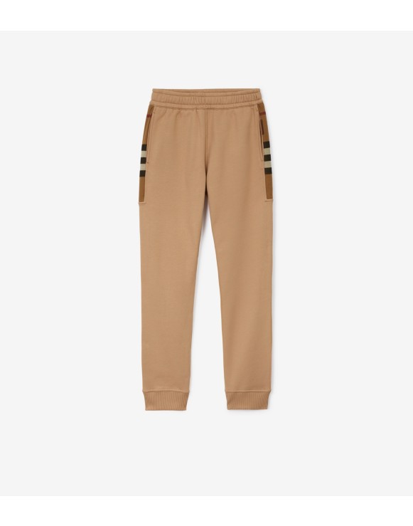 Check Panel Cotton Blend Jogging Pants