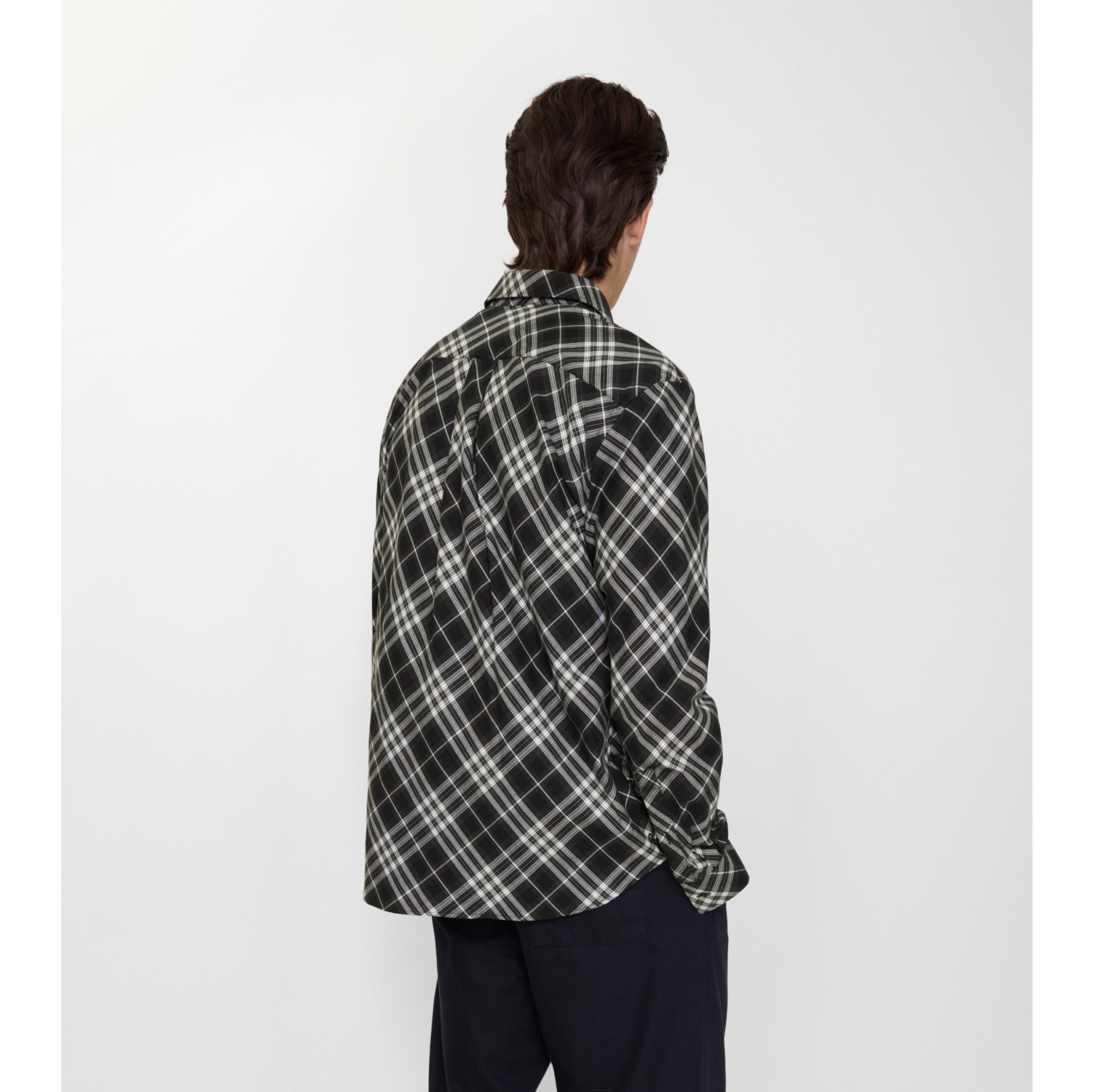 Relaxed Fit Check Cotton Flannel Shirt in Black - Men | Burberry® Official
