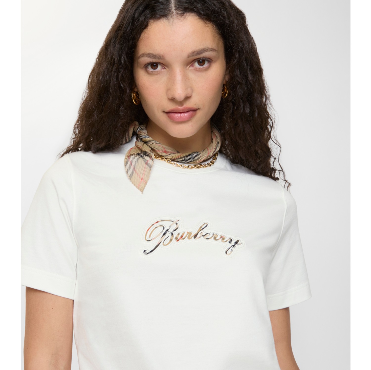 Check Cursive Logo Cotton T-shirt
