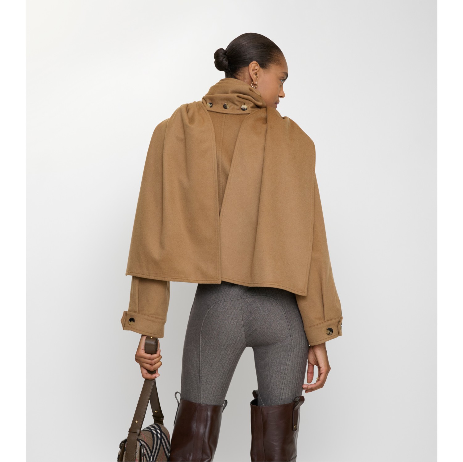 Detachable Scarf Cashmere Jacket in Fawn melange - Women | Burberry® Official