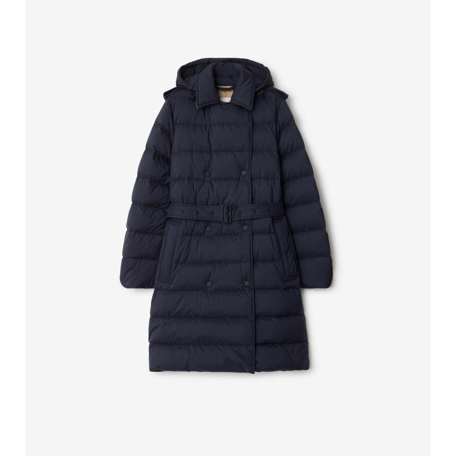 Mid-length Nylon Hooded Puffer Coat in Navy blue - Women | Burberry® Official