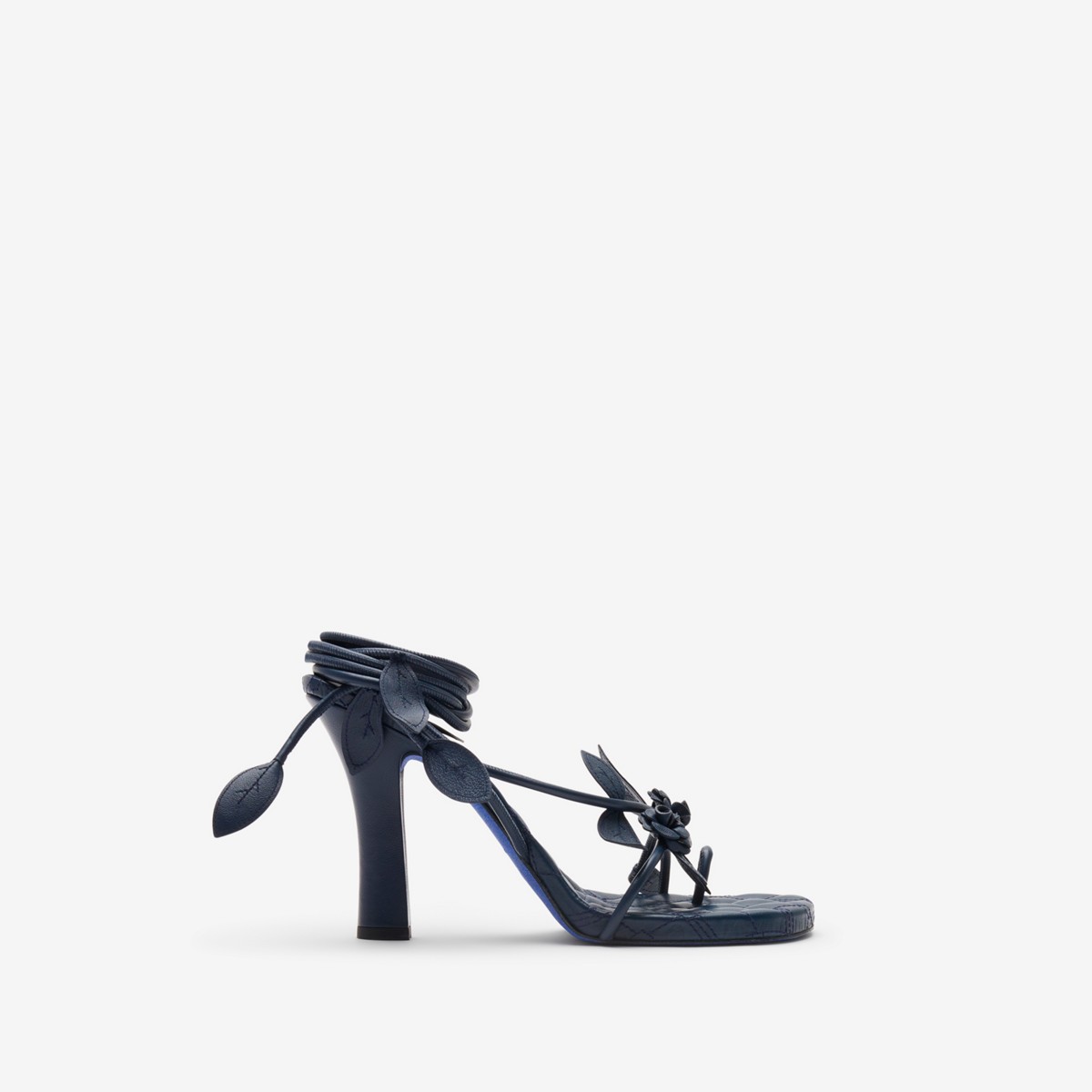 Burberry Leather Ivy Flora Heeled Sandals​ In Lake