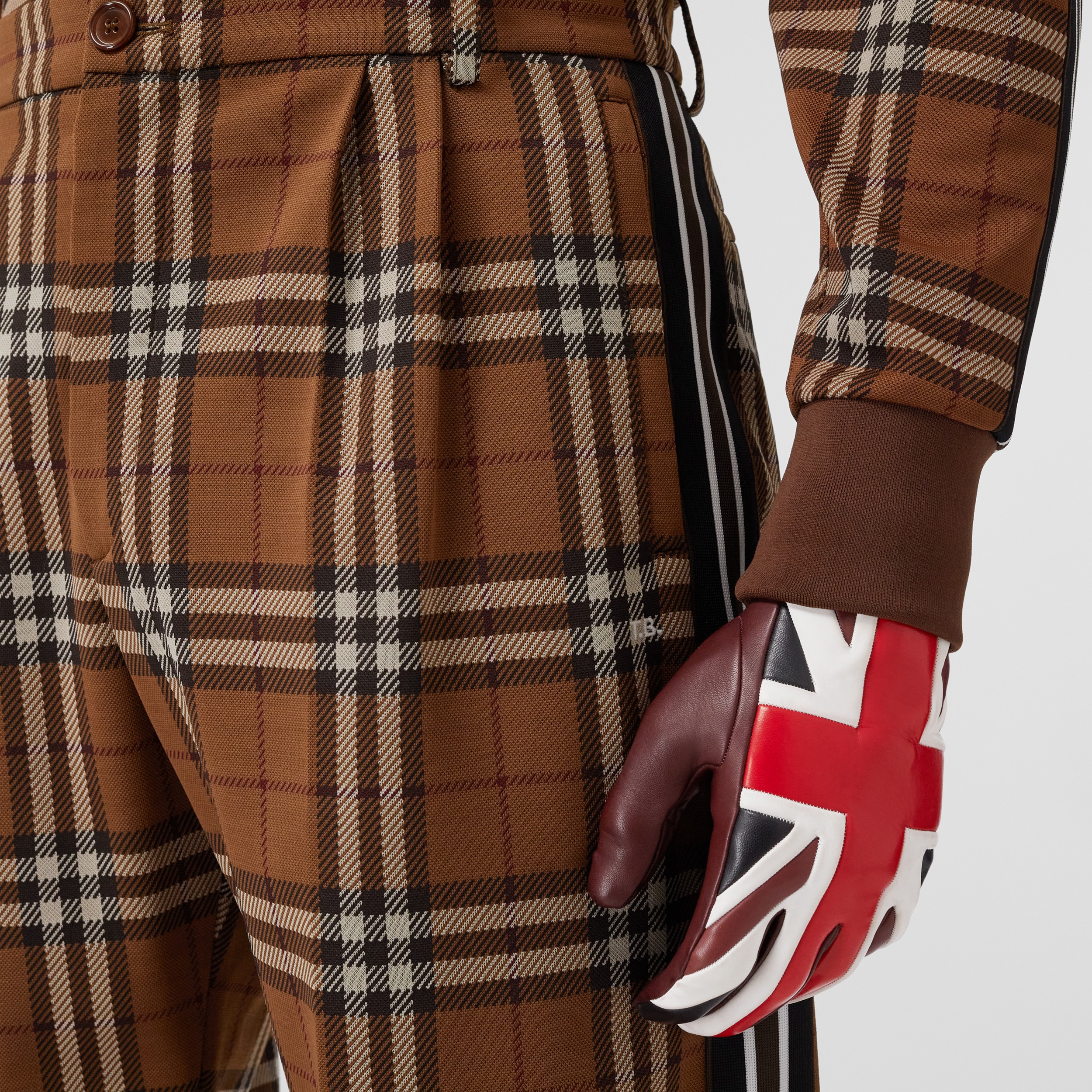 Side Stripe Check Jacquard Wide-leg Trousers in Dark Birch Brown - Men | Burberry® Official - 2