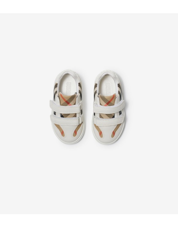 Check and Leather Sneakers