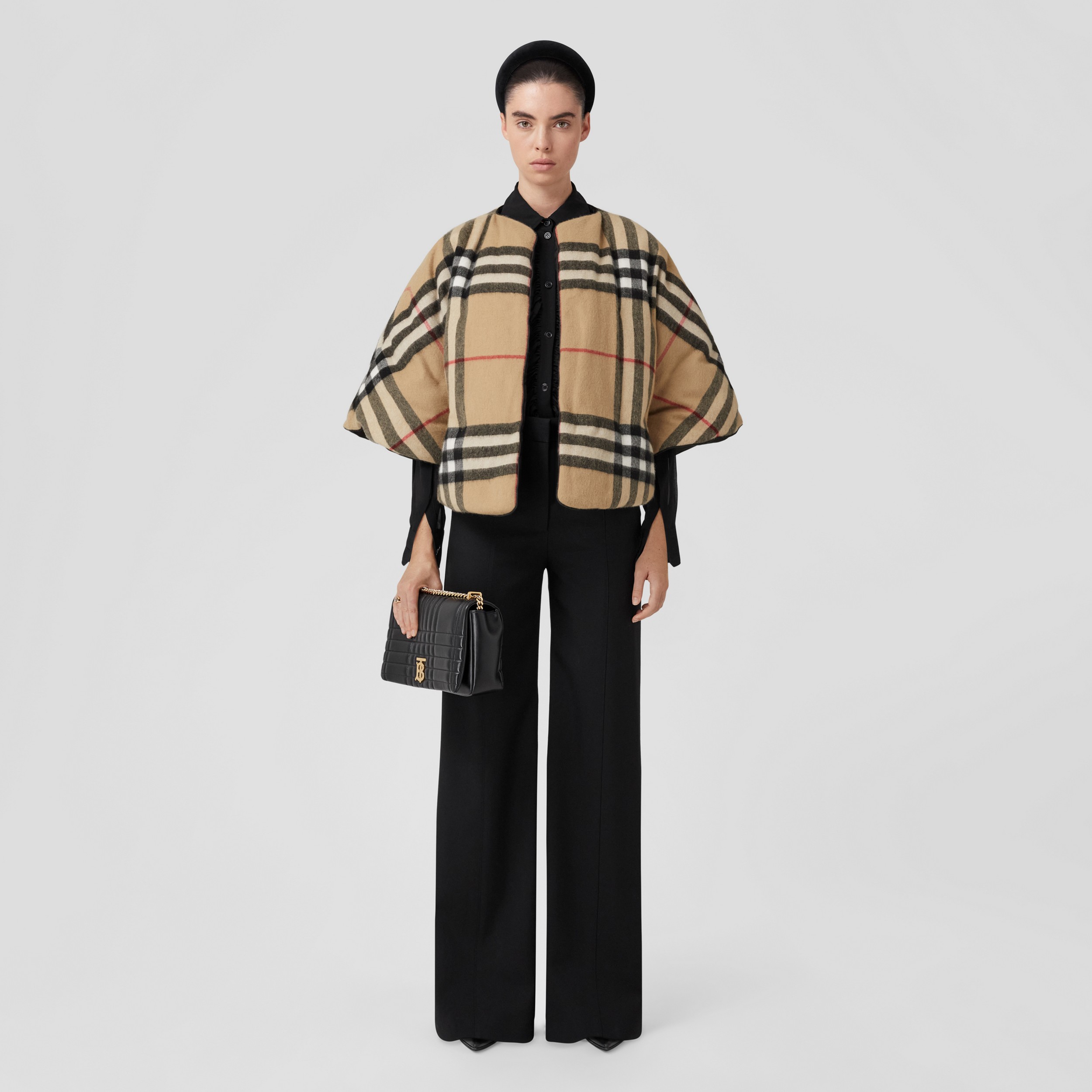 Mantella in lana e cashmere con motivo tartan (Beige Archivio) - Donna | Sito ufficiale Burberry® - 1