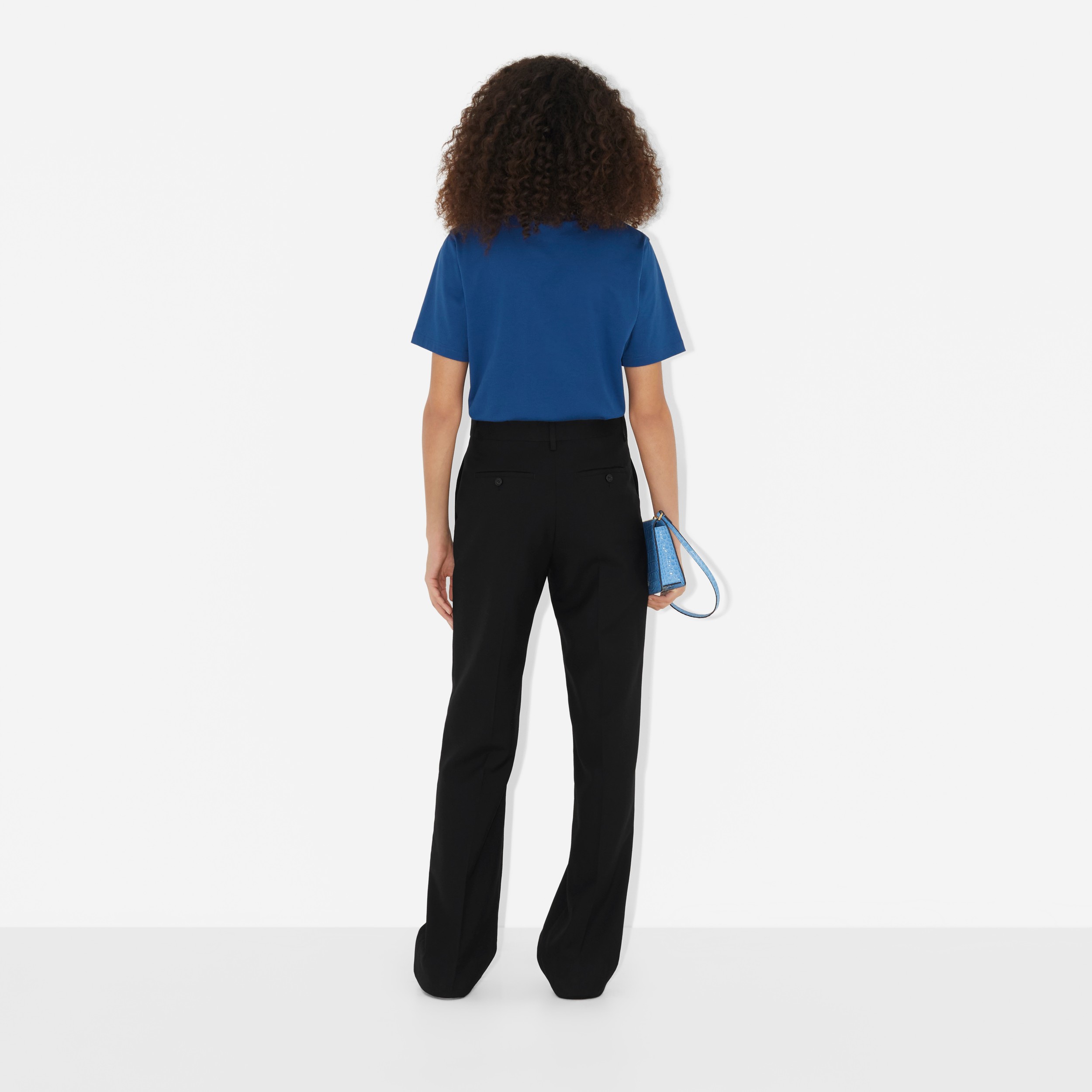 Logo Print Cotton T-shirt in Rich Navy - Women | Burberry® Official - 4