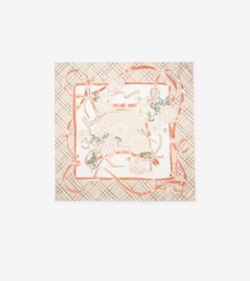 Rose Check Silk Scarf Honey ®