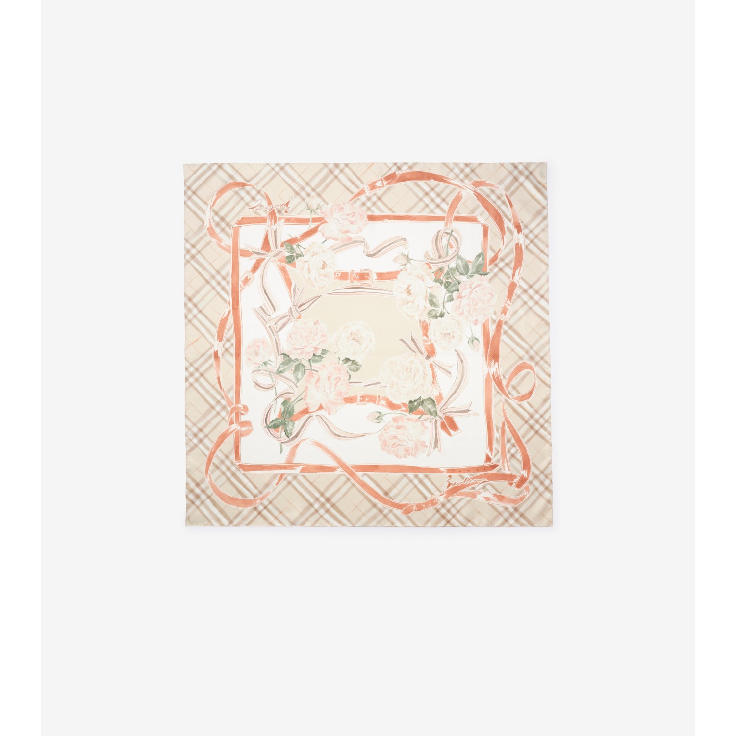 Rose Check Silk Scarf
