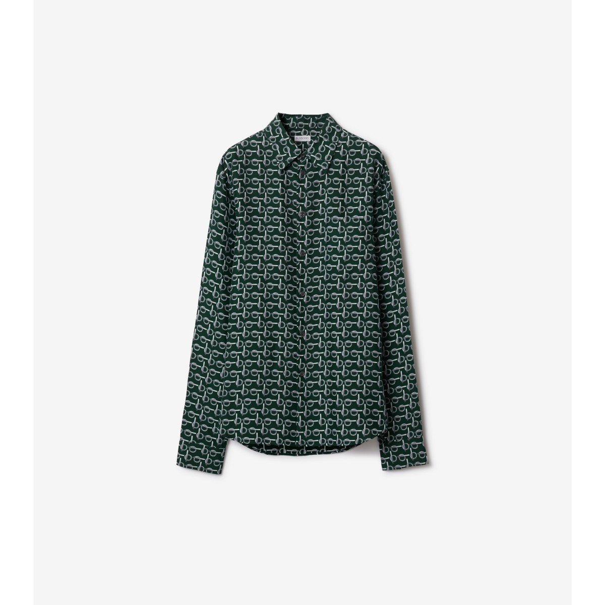 Burberry Silk B Logo Shirt In Silver/green