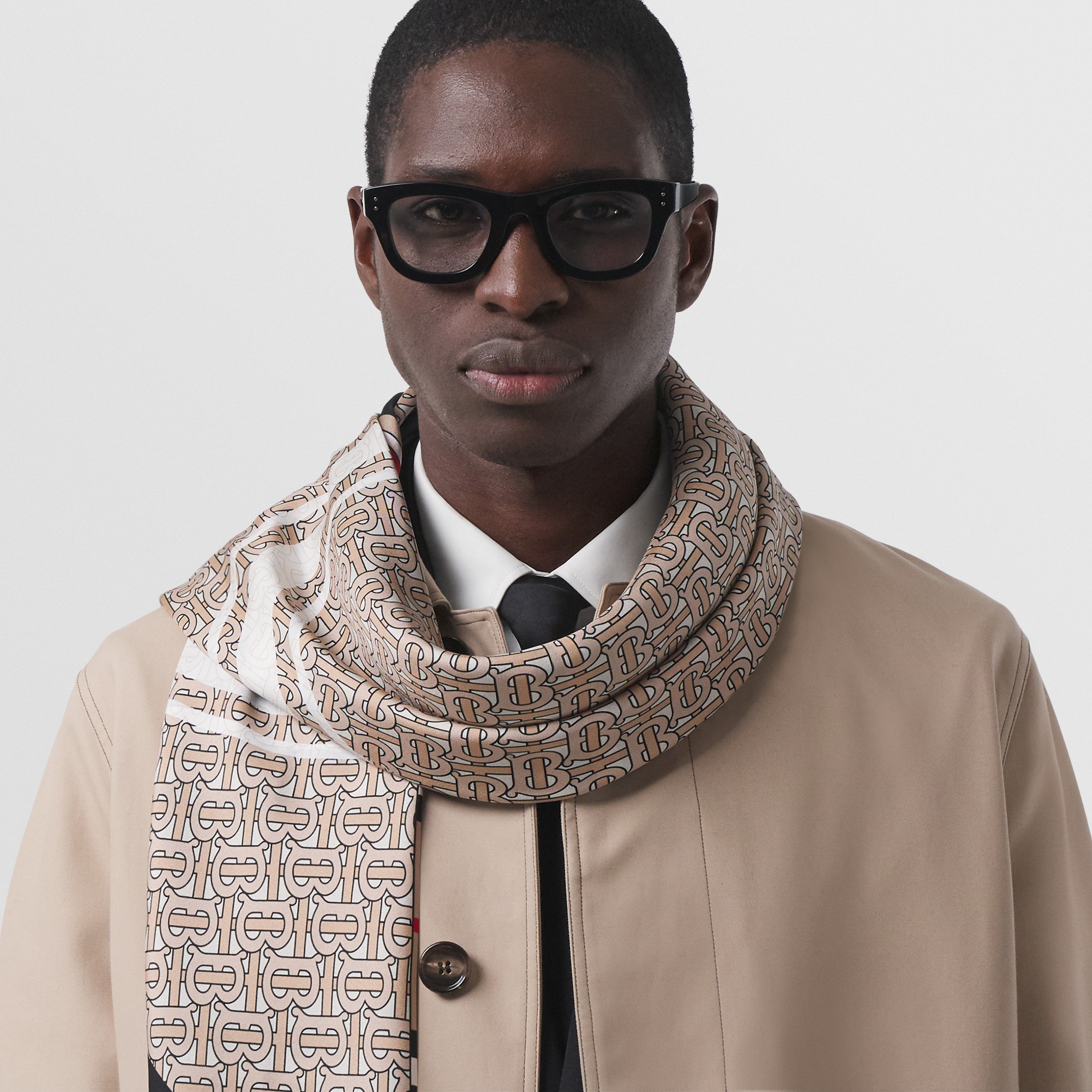 Montage Print Silk Square Scarf in Archive Beige | Burberry® Official - 4