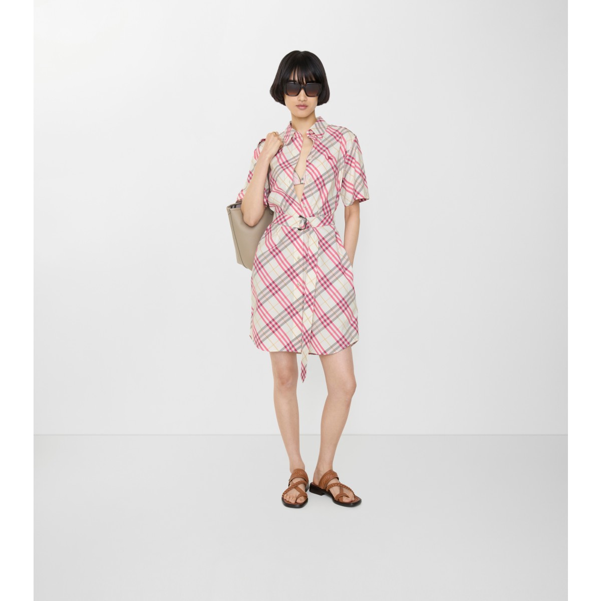  Check Cotton Shirt Dress