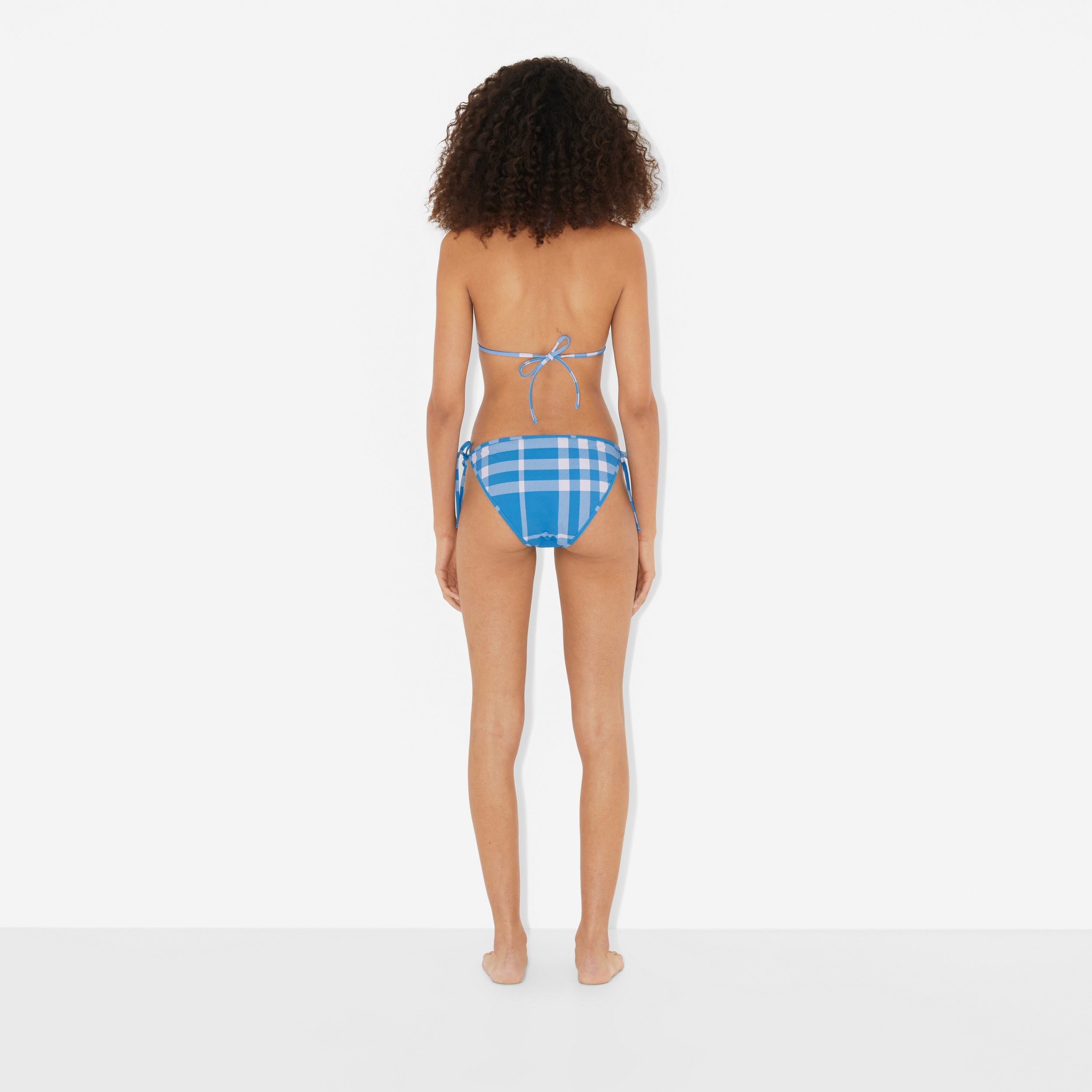 Bikini a triangolo in nylon stretch con motivo tartan (Blu Intenso) - Donna | Sito ufficiale Burberry® - 4