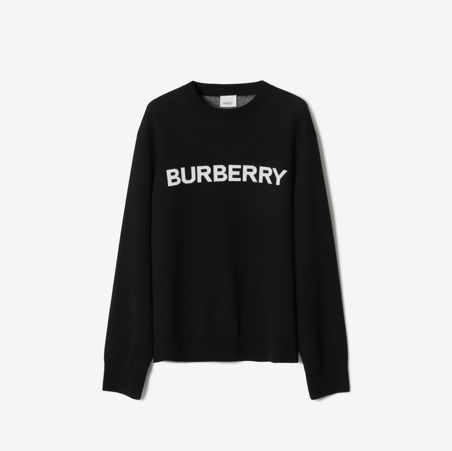 Logo Wool Cotton Sweater in Black - Women | Burberry® Official