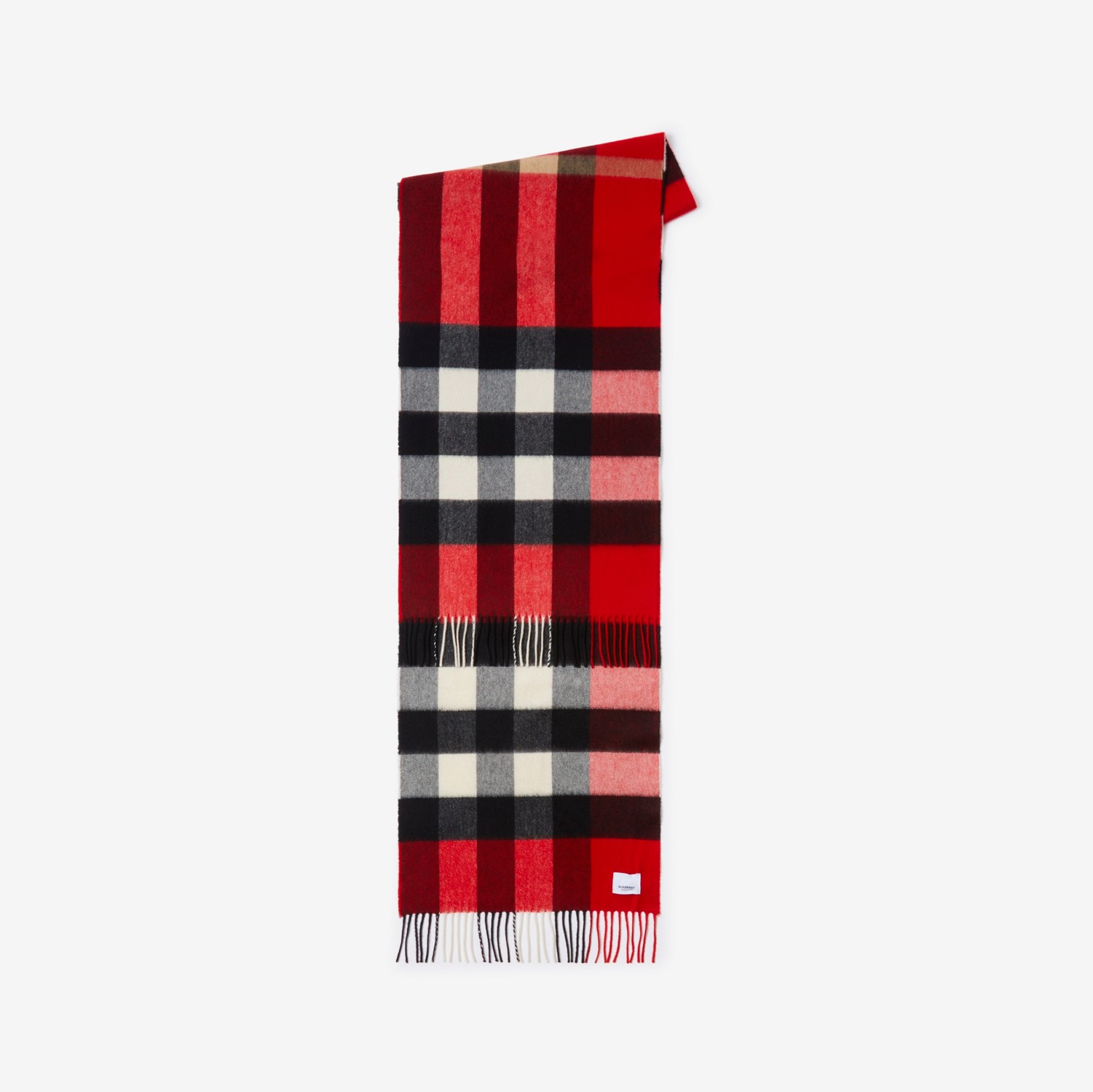 格纹羊绒围巾 (红色) | Burberry® 博柏利官网