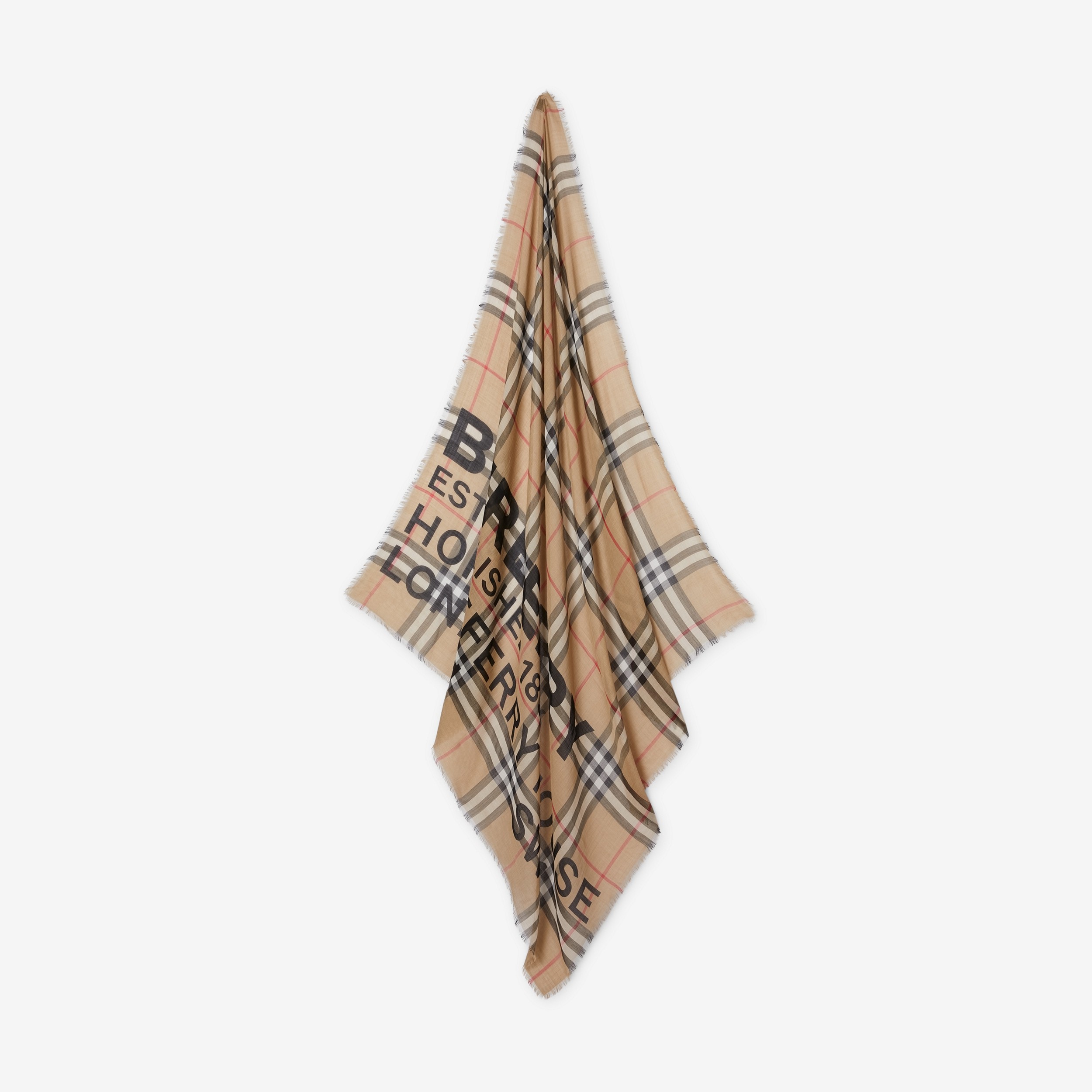 Montage Print Wool Silk Large Square Scarf in Archive Beige | Burberry® Official - 2