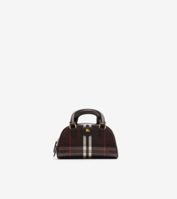 日常に映える逸品◎【BURBERRY】ミニ チェック ボウリングバッグ ミニ チェック ボウリングバッグ (ミリタリー) - ウィメンズ