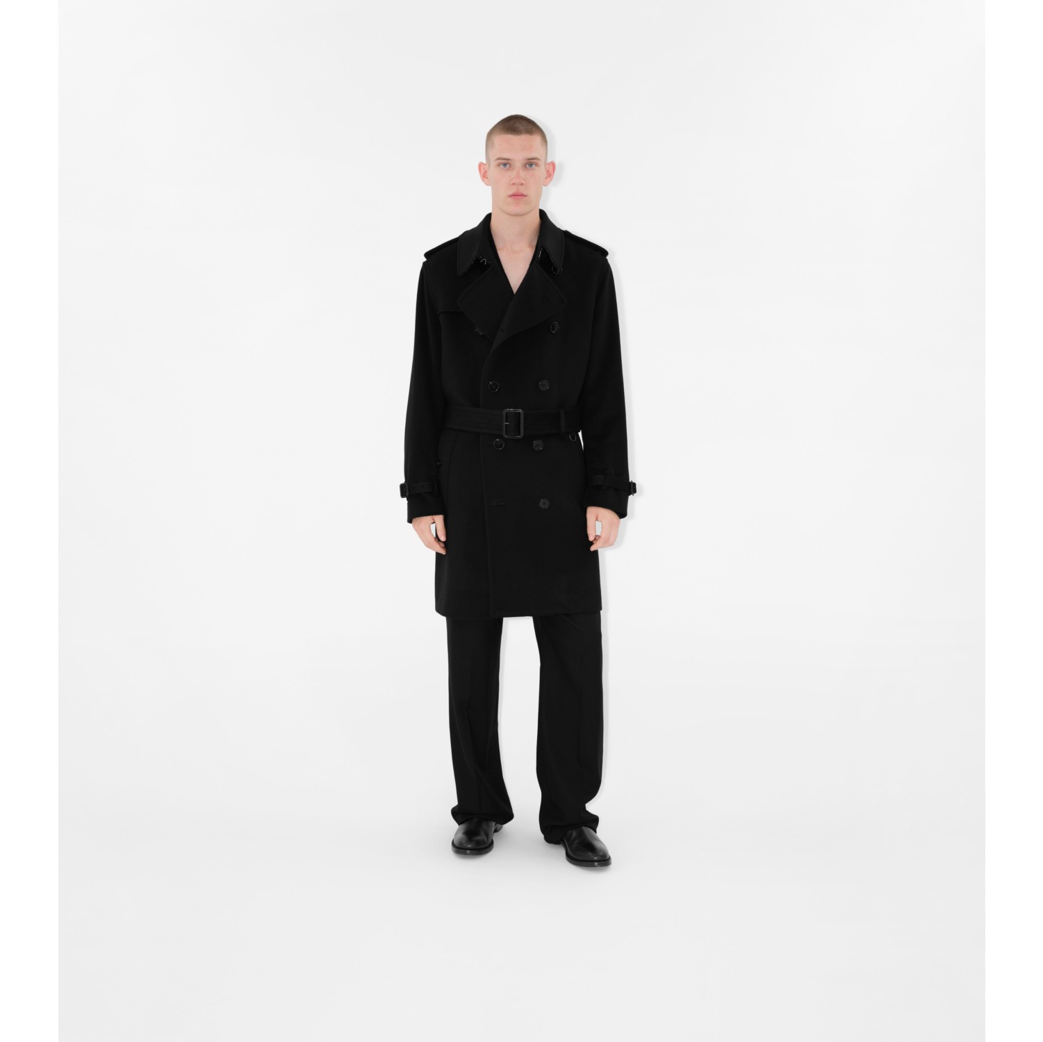 Mid-length Cashmere Blend Kensington Trench Coat in Black - Men | Burberry®  Official