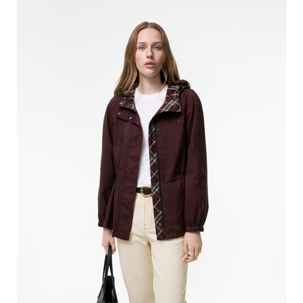  Check Reversible Nylon Hooded Jacket